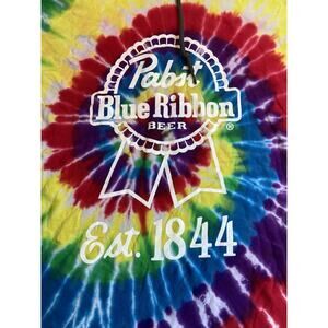 Vintage Dyenomite Size M Pullover Hoodie Tie Dye Multicolor Pabst Blue Ribbon